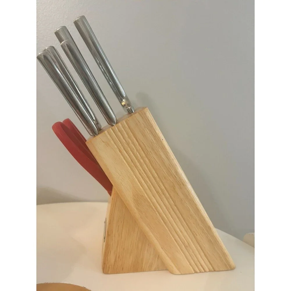 Fiestaware Fiesta Masquerade Celbration Cutlery Knives With Wooden Block